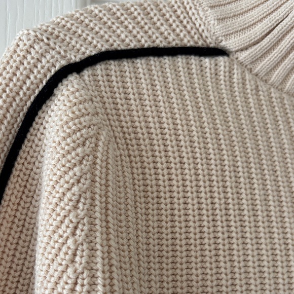 Cream Ribbed Women's Sweater - Picture 3 of 4
